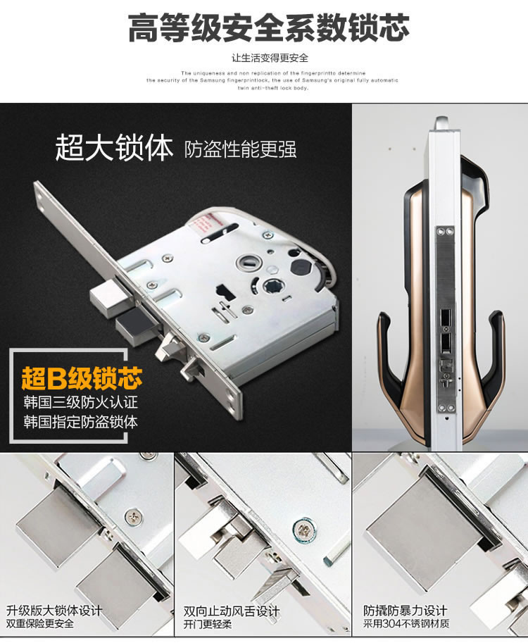 三星指紋鎖DP728 推拉手機開門電子鎖