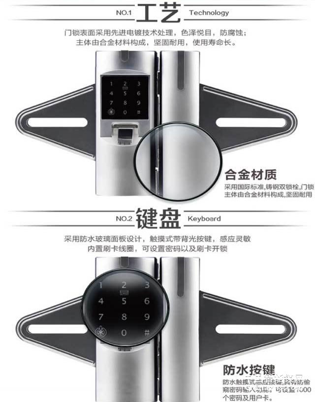 百思易智能玻璃門(mén)鎖D2120F 智能聯(lián)動(dòng)/雙重認(rèn)證