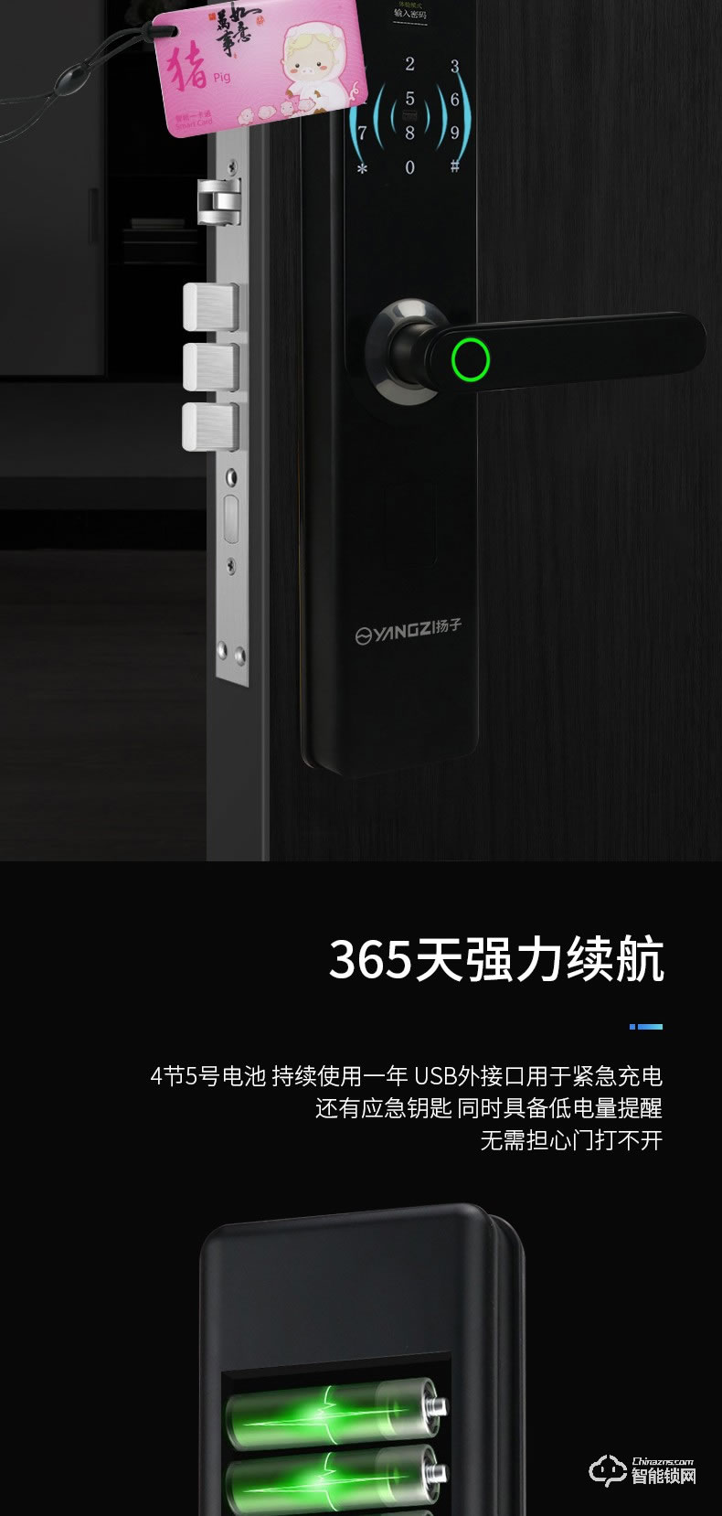 揚(yáng)子智能鎖 T01家用直板半自動智能鎖