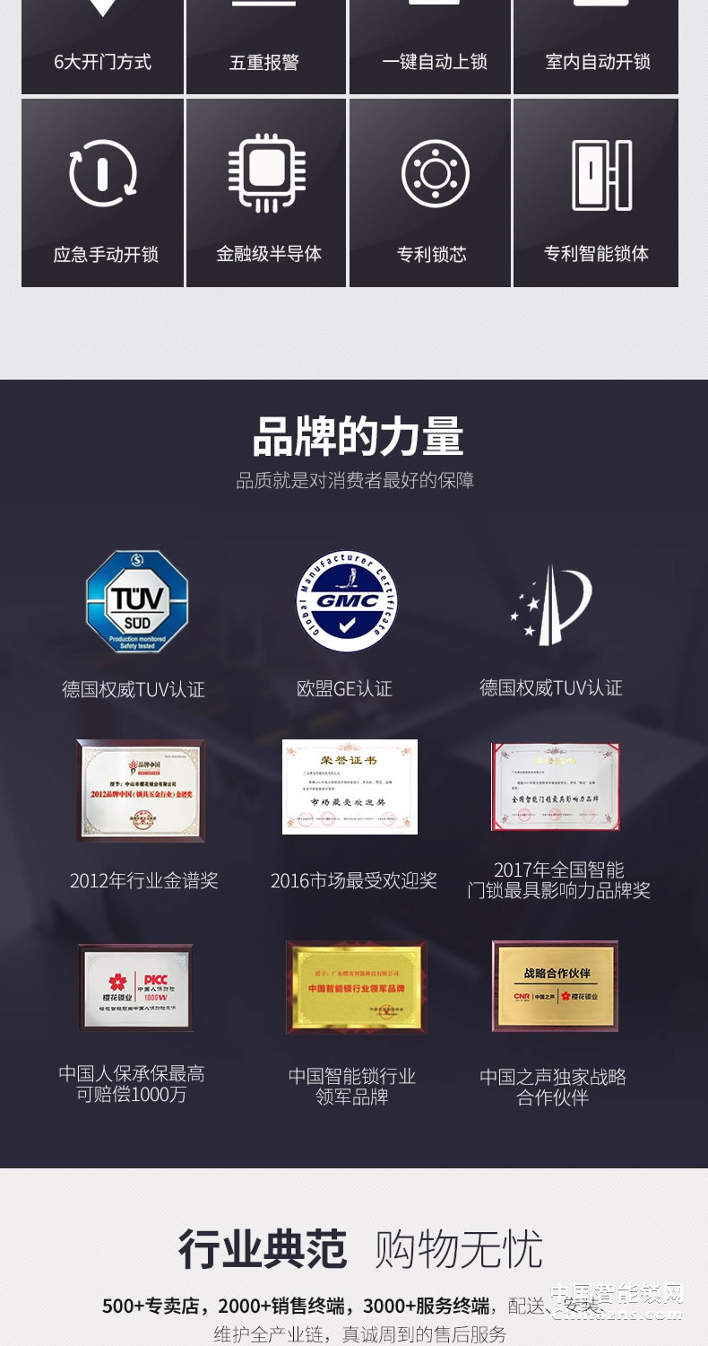 櫻花全自動(dòng)指紋鎖 家用防盜門智能電子鎖密碼開鎖