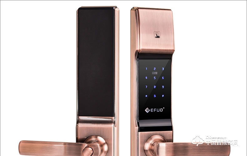 愛而福德指紋鎖 紅古銅密碼智能電子鎖 家用防盜門刷卡門禁鎖