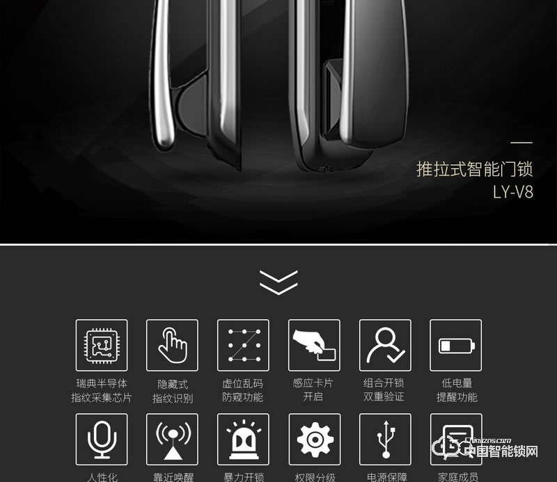 樂(lè)柚智能鎖 推拉式指紋鎖 家用防盜門(mén)木門(mén)智能鎖