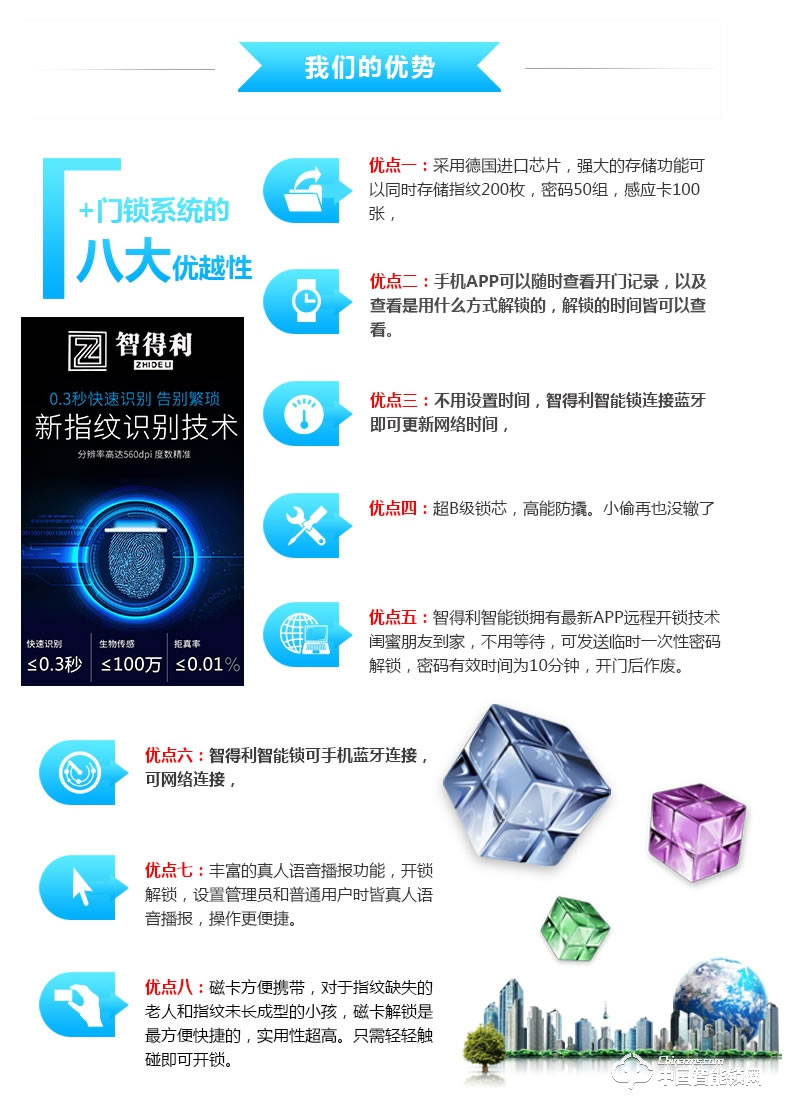 智得利智能鎖 家用防盜門(mén)指紋鎖密碼鎖A-680