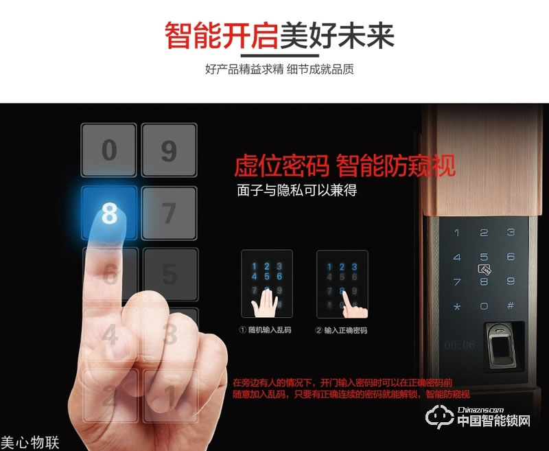 美心物聯(lián)智能鎖 滑蓋指紋密碼鎖 防盜門智能鎖