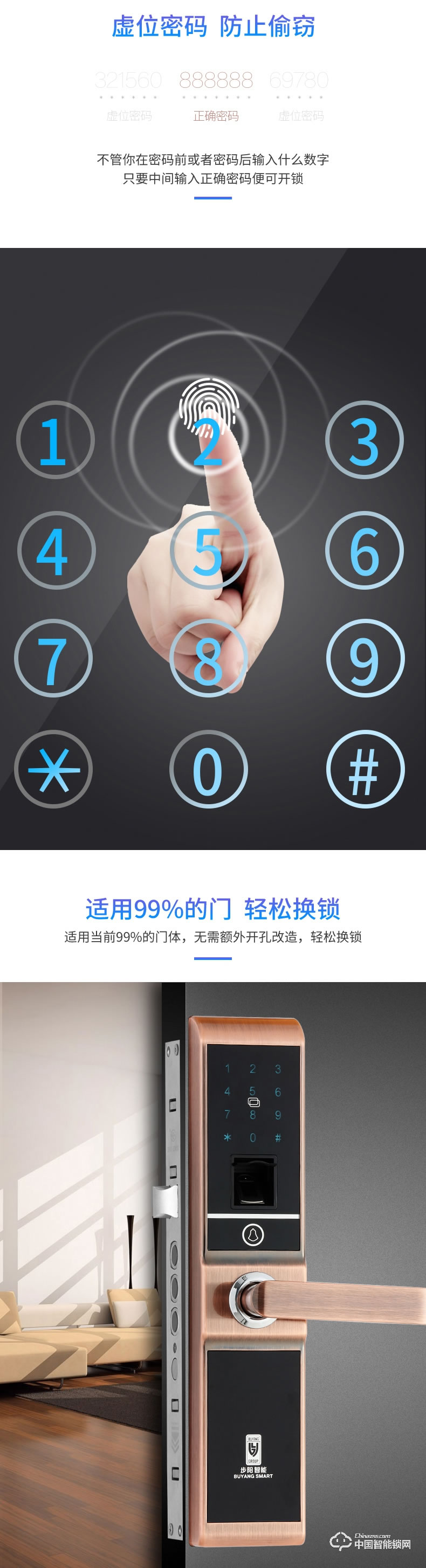 步陽(yáng)指紋鎖 家用防盜門(mén)智能鎖BY-ZN03