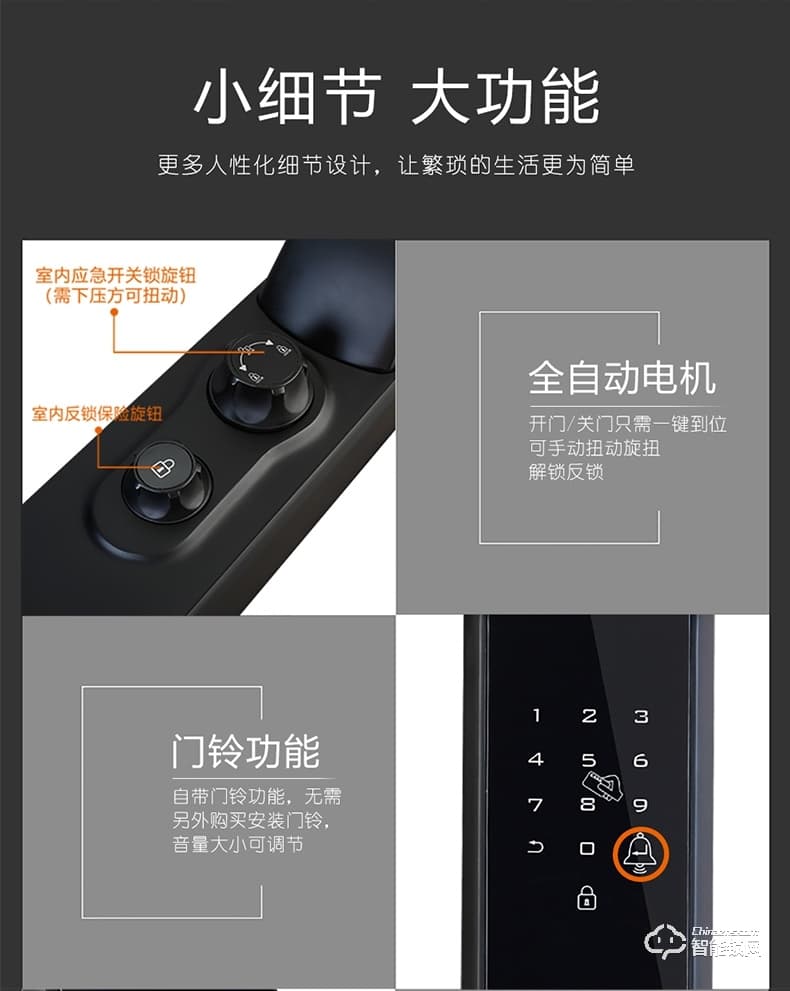 德利智能鎖 全自動(dòng)指紋鎖電子刷卡門鎖