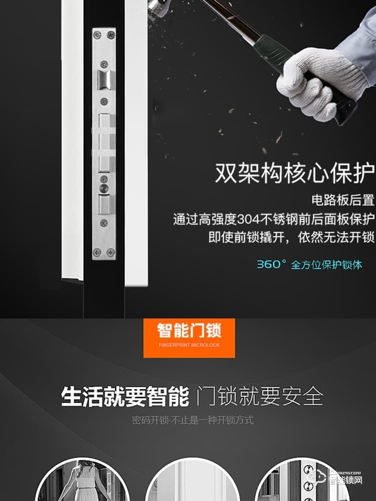 榮鑰指紋鎖 S14家用防盜門鎖智能電子門鎖