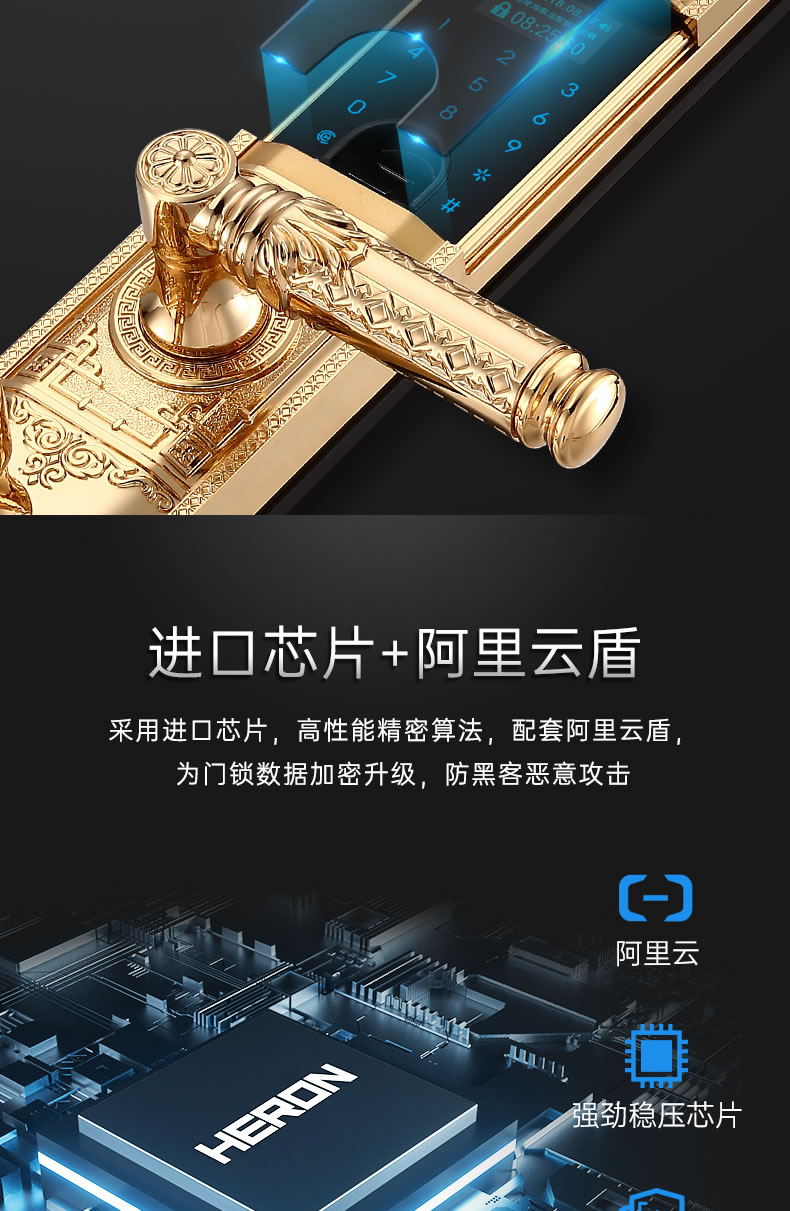 黑龍智能鎖 802別墅門指紋鎖家用防盜門鎖