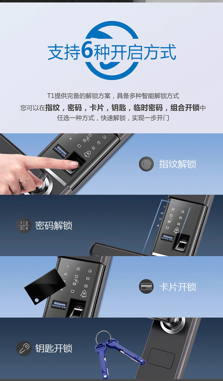 云樂(lè)寶智能鎖 H1半自動(dòng)電子指紋密碼鎖