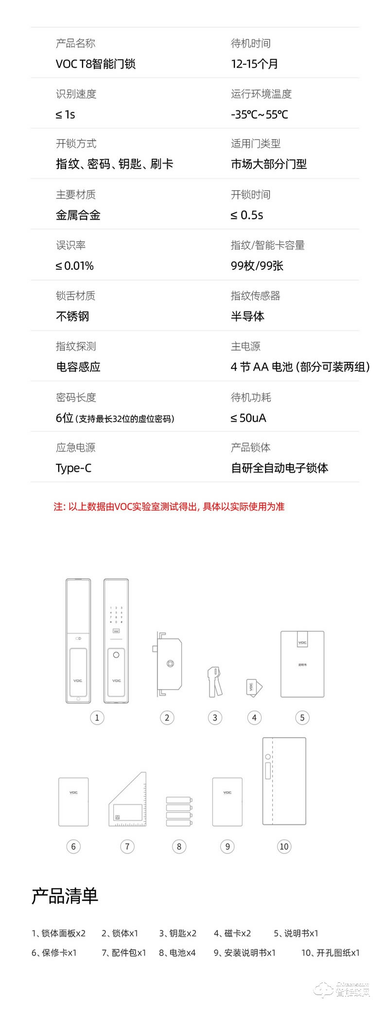 VOC智能鎖 T8推拉式家用防盜門(mén)智能鎖