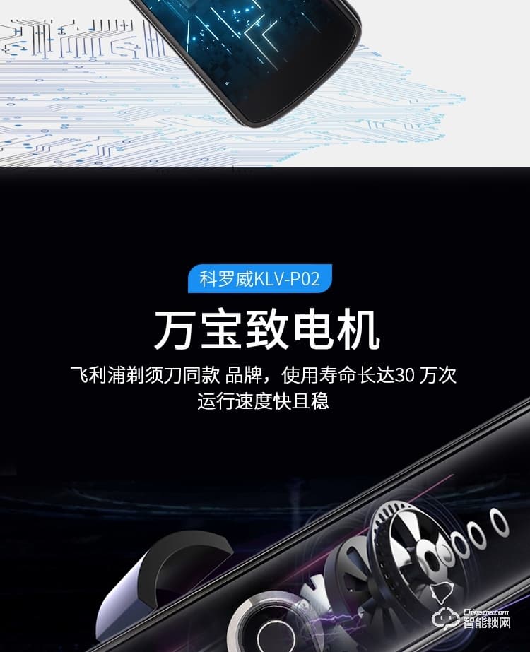 科羅威智能鎖 KLV-P02全自動(dòng)直板密碼指紋鎖