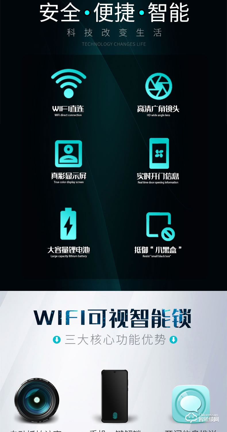 安嘉智能鎖 AN-X9全自動可視貓眼智能鎖