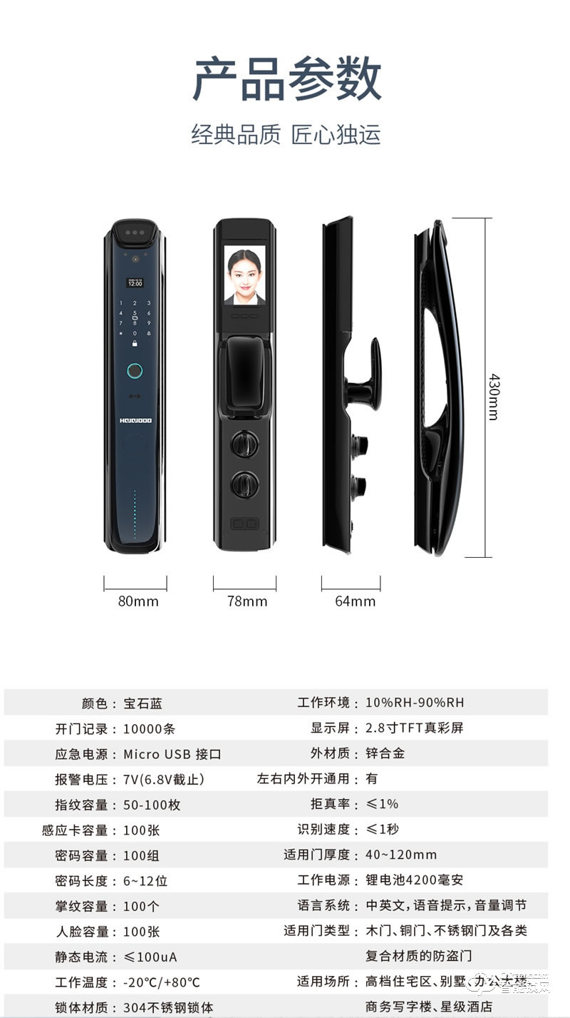 皇家金盾智能鎖 F60DM全自動(dòng)3D人臉識(shí)別鎖