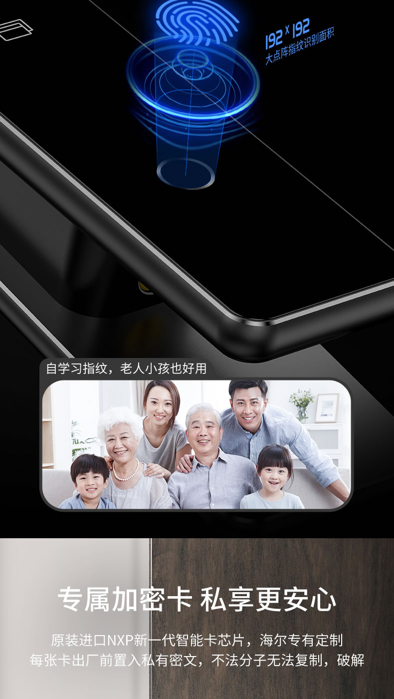 海爾Haier指紋鎖 密碼鎖家用防盜門智能門鎖C級鎖芯 防盜門電子密碼鎖 P20